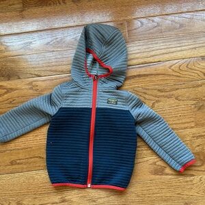 L.L. Bean Gray and Blue Hooded Sweatshirt with Color Blocking